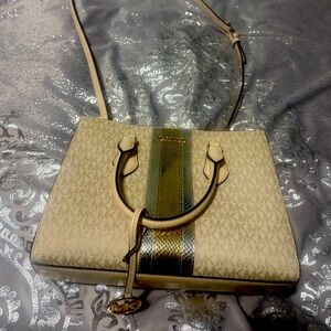 Michael Kors Tan and Gold Crossbody Bag
